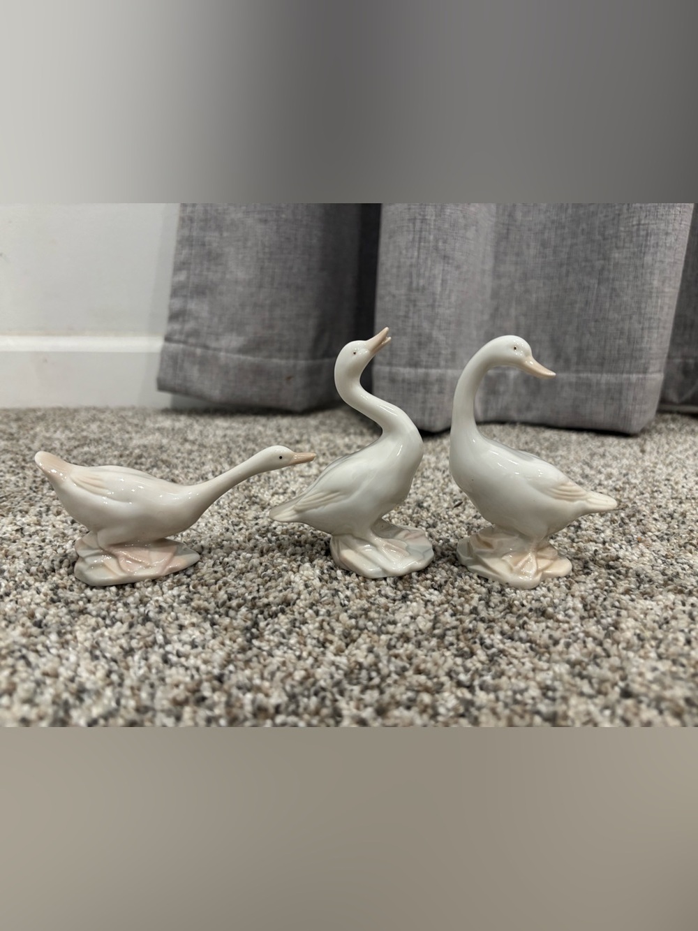 Vintage Porcelain Geese Figurines Set of 3 Cottage Core French Country Elegant
